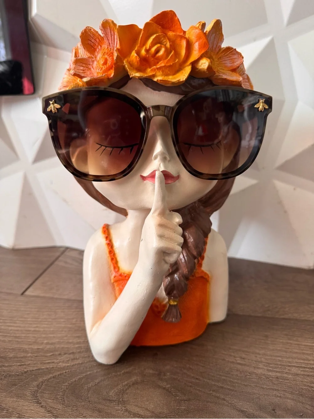 Oversized Square Tortoise Sunglasses with Gold Bee Accents